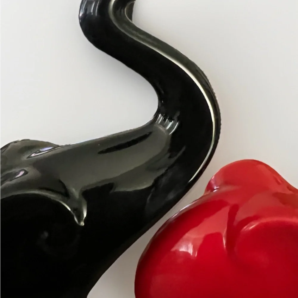 Elegant Black and Red Elephant Sculptures - Picture 4 of 11